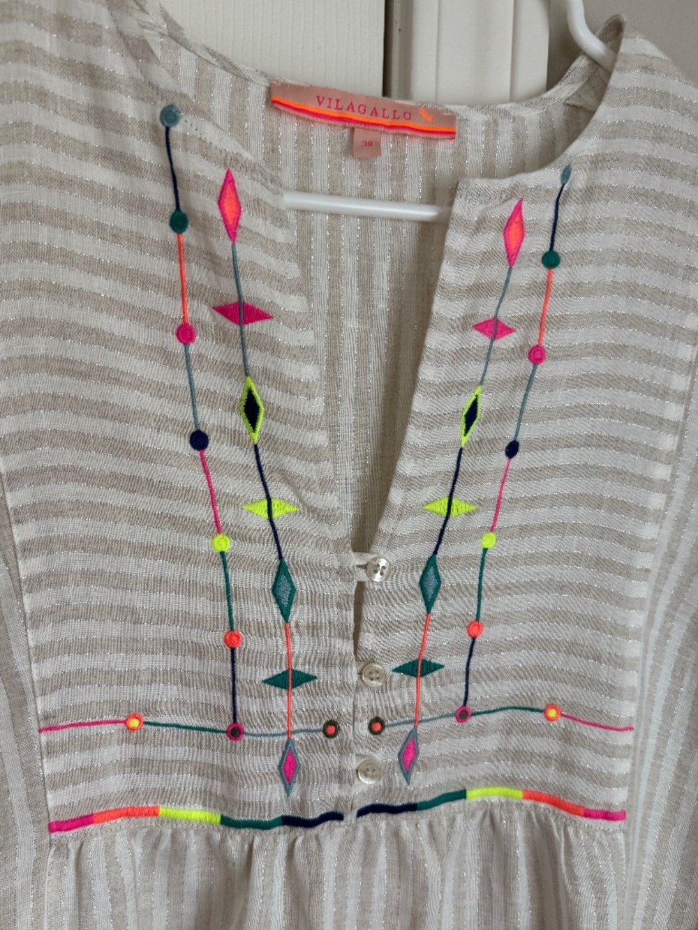 NWOT, VILAGALLO, BEAUTIFUL EMBROIDERED LINEN DRESS